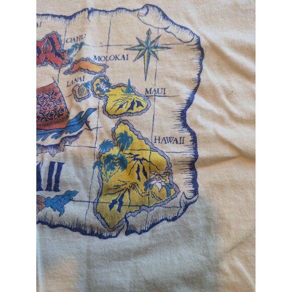 Vintage 80s Hawaii Tee Shirt Kids' Size M Boy's Antique Map Sailing Ship Islands - Picture 5 of 10